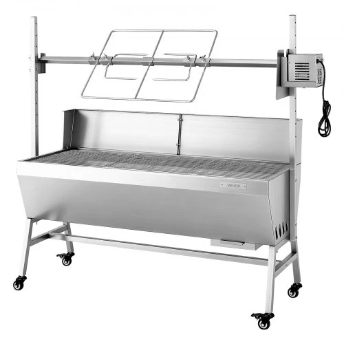 VEVOR Rotacinis grilis, 38 W, 60 kg, su ratukais ir 4 aukščio lygiais