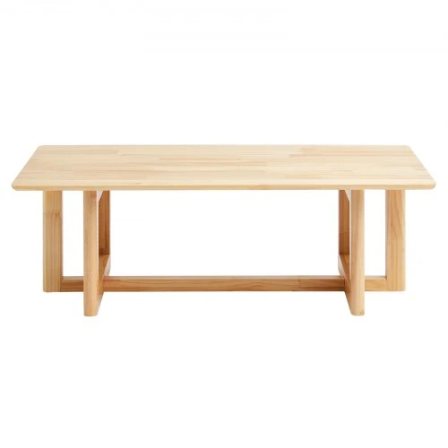 VEVOR Rotango kavos staliukas, stačiakampis, 1200 x 600 x 400 mm, su gummedžio stalviršiu, natūralios medienos kojomis