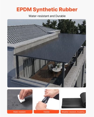 Koduva VEVOR ruloninė stogo danga, 15 x 30 ft, 45 mil EPDM guminė danga