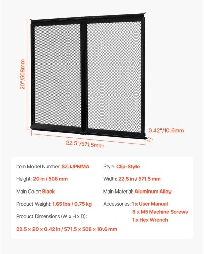 VEVOR RV įėjimo tinklelio apsauga, 571,5 x 508 mm, juoda