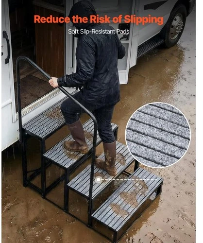 VEVOR RV laipteliai su turėklu, 4 pakopos, 300 kg keliamoji galia
