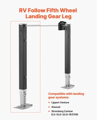 VEVOR RV priekinės penktosios jungties atramos koja 179014, 825 mm, juoda