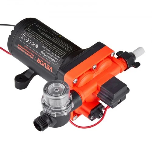 VEVOR RV vandens siurblys, 12 V DC, 5 GPM (18,9 l/min), 4 kamerų savaiminio įsiurbimo membraninis, 70 PSI