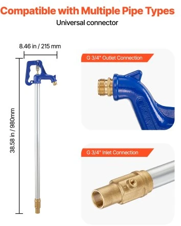 Koduva VEVOR šalčiui atsparus kiemo hidrantas, 980 mm, G 3/4" jungtis, 305 mm įkasimo gylis