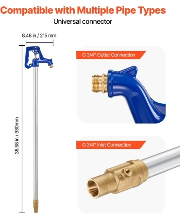 Koduva VEVOR šalčiui atsparus sodo hidrantas, 980 mm, G 3/4", 305 mm įkasimo gylis, svirtinė rankena + rankinis ratas