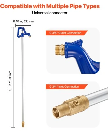 Koduva VEVOR šalčiui atsparus sodo hidrantas, 1595 mm, G 3/4", 914,4 mm įkasimo gylis