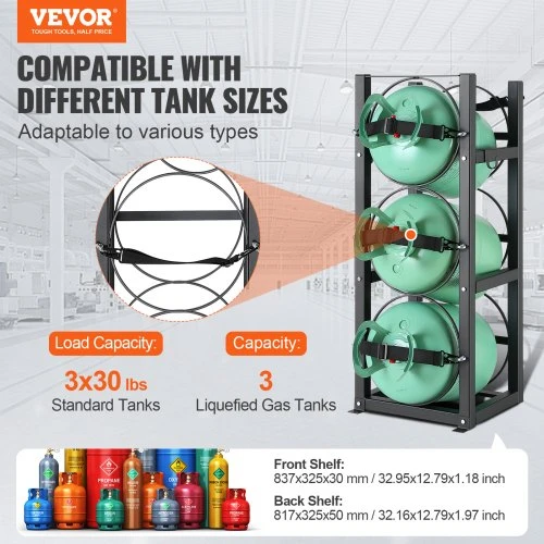 VEVOR Šaldymo cilindrų stovas 3 x 30 lb bakams, 325 × 330 × 840 mm