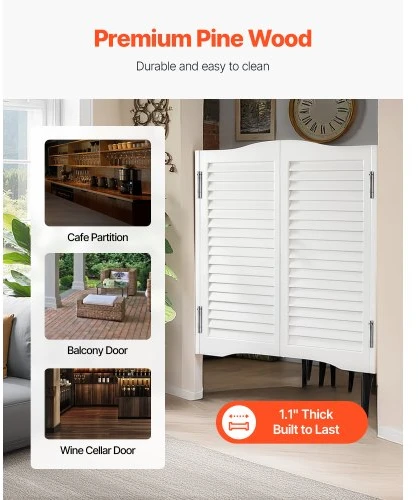 VEVOR Saloon durys su arkuotu viršumi, baltos, 81,3 x 91,4 cm