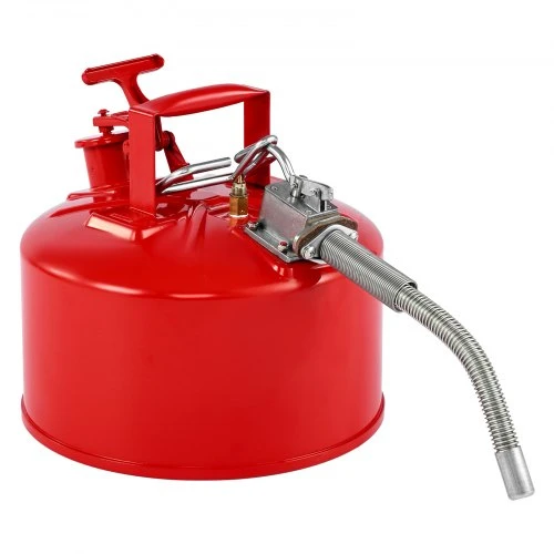 VEVOR Saugus benzino kanistras, 9,5 l, Type II, raudonas, su nerūdijančio plieno liepsnos slopintuvu, savaime užsidarančiu dangčiu ir lanksčiu metaliniu snapeliu