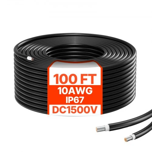 Koduva VEVOR saulės panelių prailginimo kabelis 30,48 m, 6 mm²/10AWG, juodas
