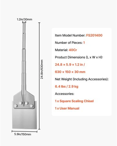 Koduva VEVOR SDS Max grindų grandiklis, 630 x 150 mm kaltas, SDS Max kotas