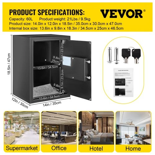 Koduva VEVOR seifas, 60 l, juodas
