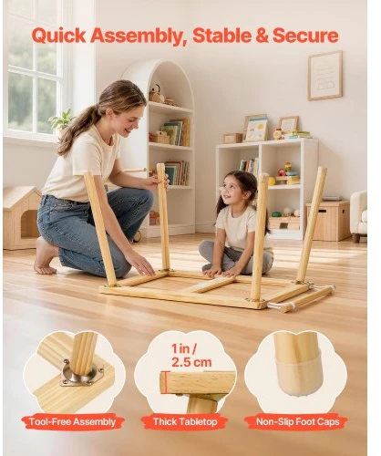 VEVOR Sensory table vaikams su 2 kėdutėmis, medinis, 81,5 x 60 x 50,5 cm, G16SKU3