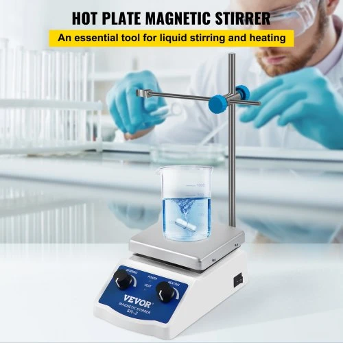 VEVOR SH-2 laboratorinis magnetinis maišytuvas su kaitinimo plokšte, 1000 ml, 0-2000 aps./min., 200 °C, 220 V