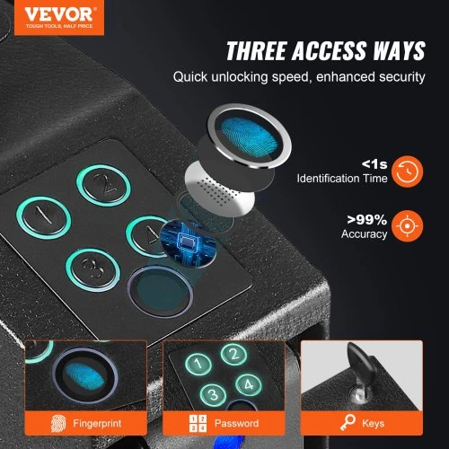 Koduva VEVOR sieninis pistoletų seifas su biometriniu atrakinimu