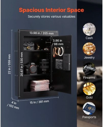 Koduva VEVOR sieninis seifas, juodas, 3 lentynos, SS-QR620ZW