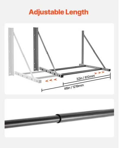 Koduva VEVOR sieninis sulankstomas padangų stovas, reguliuojamas 32"–48", R14–R20 padangoms, iki 300 lbs