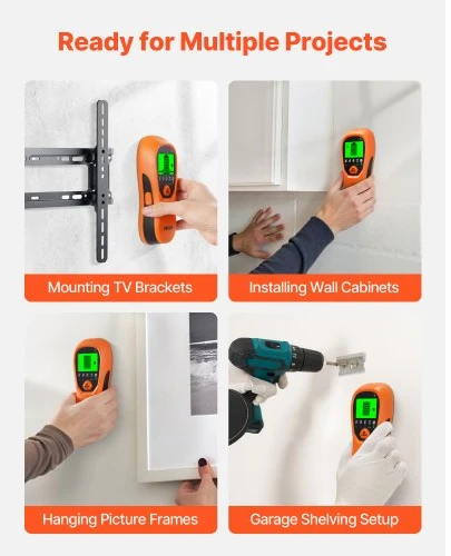 VEVOR Sieninis taškiklių ieškiklis, 5 viename, elektroninis su LCD ekranu ir garso signalu, oranžinis