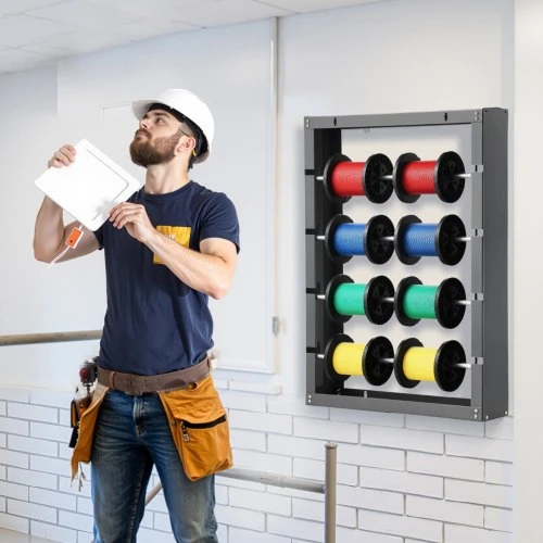 VEVOR Sieninis vielos ritinių stovas, 4 reguliuojami strypai, 68 kg talpa