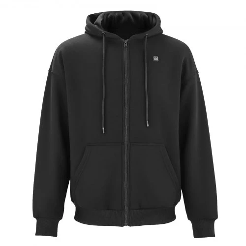 Koduva VEVOR šildomas džemperis su gobtuvu, unisex, juodas, su 7,4 V 16000 mAh išorine baterija, 5 šildymo zonos, XXXL