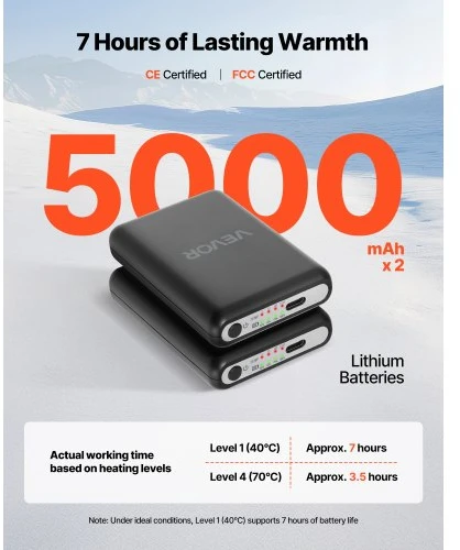 Koduva VEVOR šildomos kojinės, S dydis, 5000 mAh baterija, 4 šildymo lygiai, APP valdymas