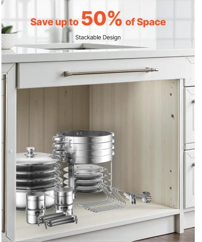 VEVOR Šildymo indų rinkinys bufetui, 5 Qt, 2 vnt., nerūdijančio plieno, sidabrinis