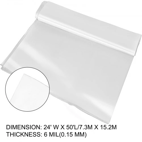 Koduva VEVOR šiltnamio plėvelė, 7,3 x 15,2 m, skaidri, 0,15 mm