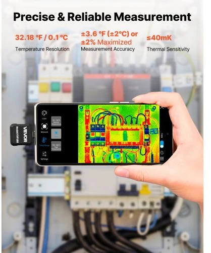 VEVOR Šiluminio vaizdo kamera YXP160 Android, 320 x 240 TISR, 25 Hz, 160 x 120 IR, -20°C iki 550°C