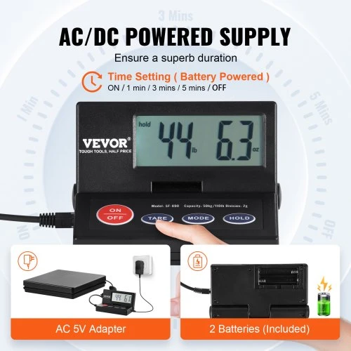 Koduva VEVOR siuntų svarstyklės, skaitmeninės pašto svarstyklės 49,9kg x 2 g, AC/DC, LCD