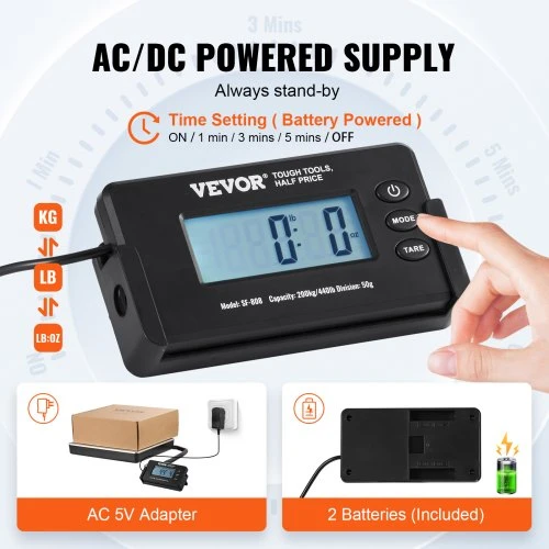 Koduva VEVOR siuntų svarstyklės skaitmeninės, 200 kg, AC/DC, LCD