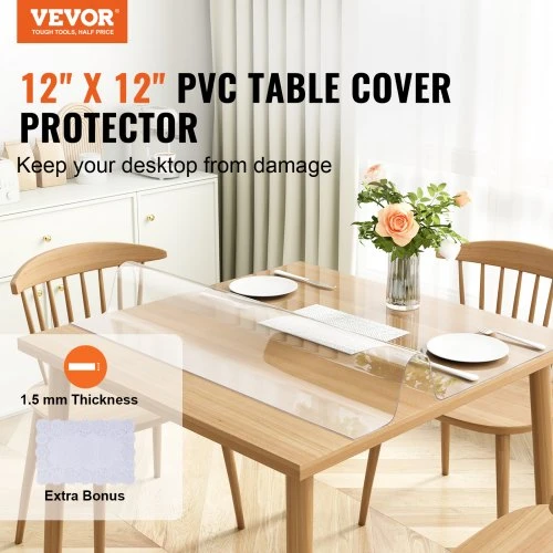 VEVOR Skaidrus PVC stalo apsaugas, 305 x 305 mm, 1,5 mm