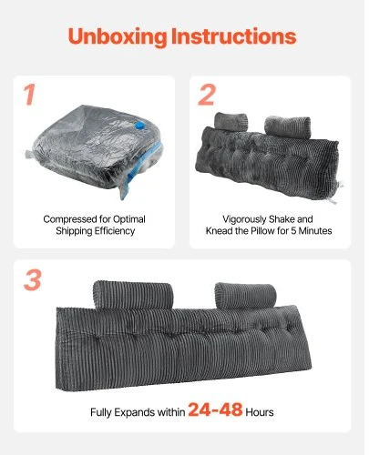 VEVOR Skaitymo pagalvė, king size, pilka, SSYDZ-08