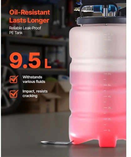 VEVOR Skysčių ištraukiklis, 9,5 L, pneumatinis / rankinis vakuuminis