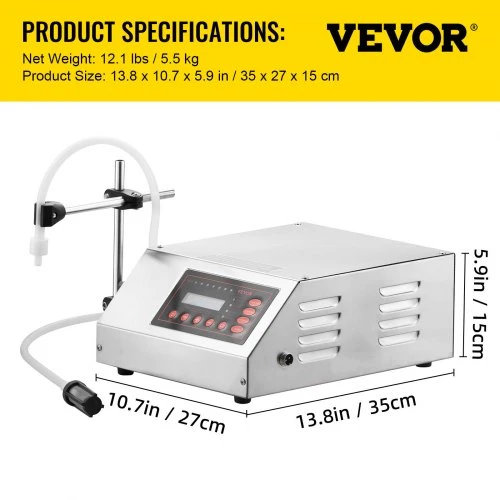 VEVOR Skysčių pildymo mašina GFK-160, 5–3500 ml, LCD ekranas, skaitmeninis valdymas