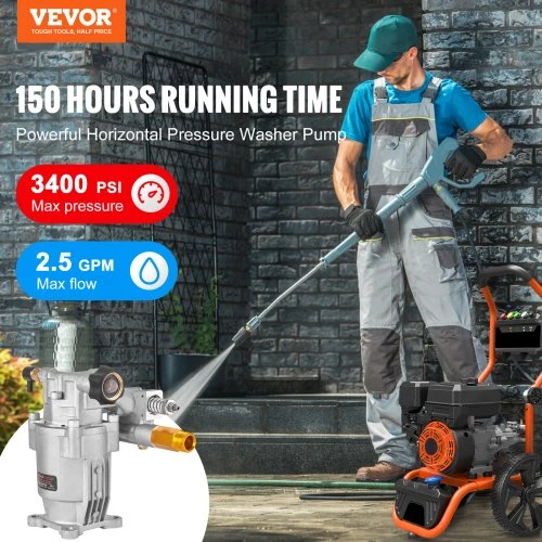 Koduva VEVOR slėginio plovimo siurblys, horizontalus 19 mm velenas, 3400 PSI, 2,5 GPM