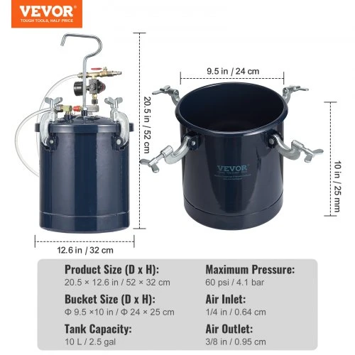 Koduva VEVOR slėginis dažų indas, 10 l, JY-SS10L