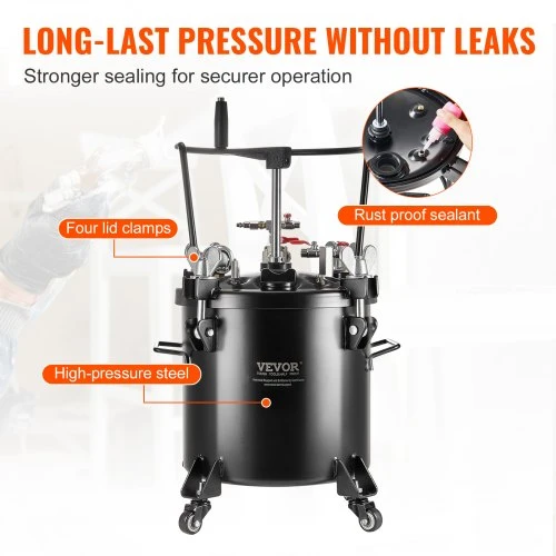Koduva VEVOR slėginis dažų puodas, 20 l, 70 psi, plieno, su ratukais