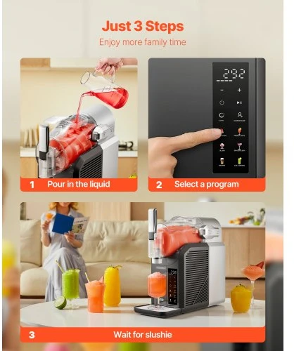 Koduva VEVOR slush machine, 2 l, 200 W, 6 preset programs, savivalio valymo funkcija