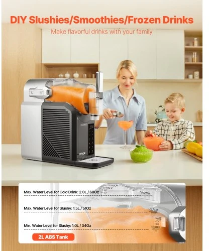 Koduva VEVOR slush machine, 2 l, 200 W, 6 preset programs, savivalio valymo funkcija