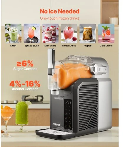 Koduva VEVOR slush machine, 2 l, 200 W, 6 preset programs, savivalio valymo funkcija