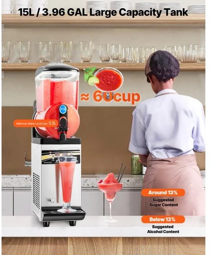 VEVOR Slush machine X-150, 15 l, juoda, nerūdijantis plienas