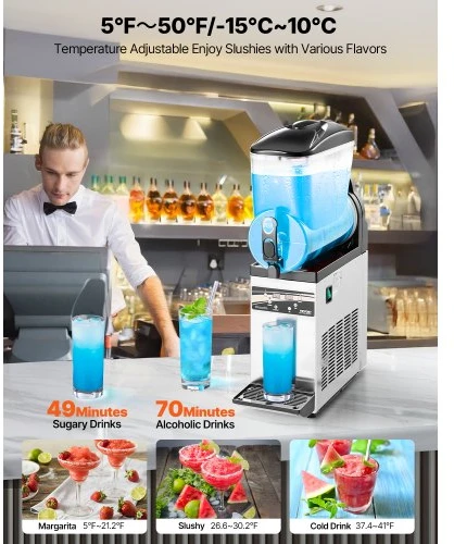VEVOR Slush machine X-150, 15 l, juoda, nerūdijantis plienas