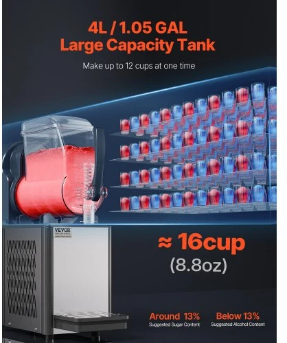 VEVOR Slush machine XRJ4LX1, 4 l, nerūdijančio plieno