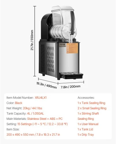 VEVOR Slush machine XRJ4LX1, 4 l, nerūdijančio plieno