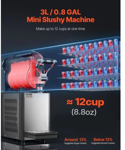 VEVOR Slush mašina XRJ3LX1, 3 l, vienas bakas