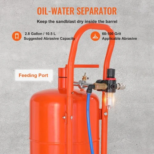 Koduva VEVOR smėliavimo bakas 18,9 l, 60–110 PSI, su 4 antgaliais