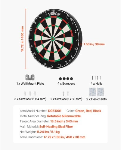 VEVOR Smiginio lenta DG51001, 450 mm, sizalio pluoštas