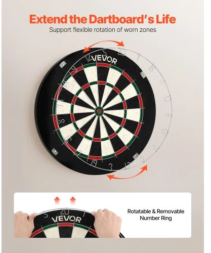 Koduva VEVOR smiginio lenta su 6 strėlytėmis ir taškų rinkiniu, 451 mm, sisalinio pluošto