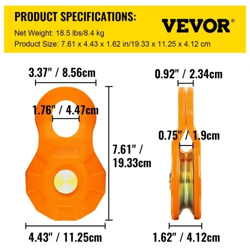 VEVOR Snatch block, 11 t / 25 000 lbs, 14 mm lynui, 2 vnt.