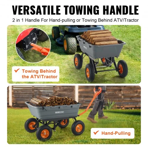 Koduva VEVOR sodo išverčiamas vežimėlis TC4273A, 1500 lbs / 680,4kg, 33 cm padangos